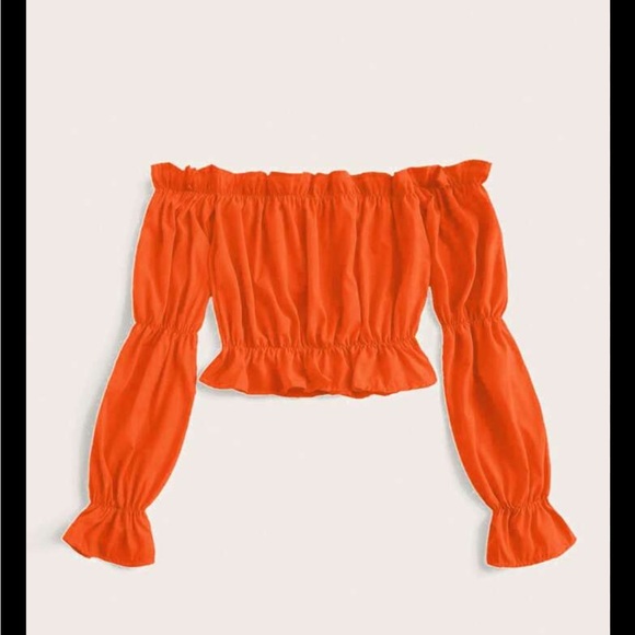 PrettyLittleThing Tops - Off The Shoulder Sheer/Cropped Shirt